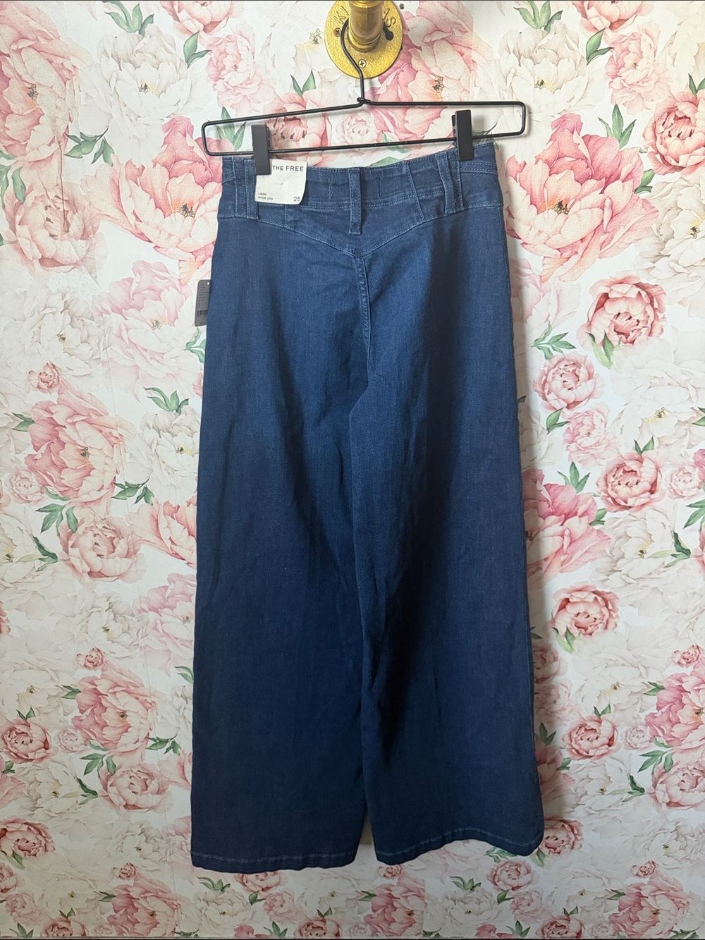 NWT Free People Libre High Rise Wide Leg Stretch Denim Jeans Dark Wash Pants 25 - Picture 6 of 7